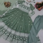 Elegance Redefined: Faux Georgette Designer Suit with Crepe Pent and Lace Dupatta