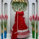 Elegance Redefined: Faux Georgette Designer Suit with Crepe Pent and Lace Dupatta