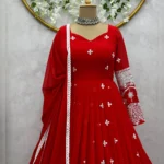 Elegance Redefined: Faux Georgette Designer Suit with Crepe Pent and Lace Dupatta