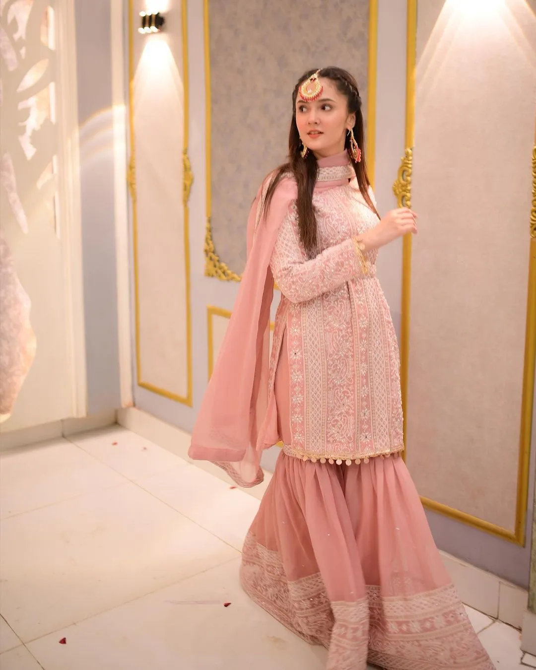 dress with sharara Light Green Embellished Chinon Suit Cut dana and Nakshi workWash Care 35+ Fresh Sharara Designs We