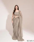 Sparkling Splendor: Swarovski Diamond Work Georgette Saree with Blouse