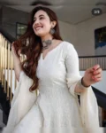 Timeless Elegance: White Chickenkari Kurti with Dupatta