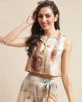 Cuban Chic Brown Motif Co-ord Set - Rayon Ensemble