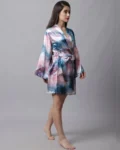 Luxe Comfort: Multi Abstract Satin Robe Set