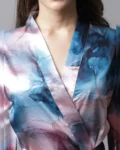 Luxe Comfort: Multi Abstract Satin Robe Set