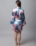 Luxe Comfort: Multi Abstract Satin Robe Set