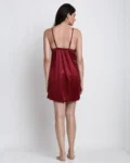 Plush Comfort: Maroon Satin Nighty Robe Set