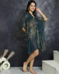 Azure Dream: Blue Abstract Printed Beachwear Set
