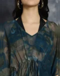 Azure Dream: Blue Abstract Printed Beachwear Set
