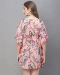 Tropical Paradise: Pink, Green & Red Printed Kaftan Cover-Up Dress