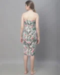 Tranquil Tropics: White & Green Tropical Printed Swimwear Sarong
