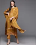 Sophisticated Charm: Women's Viscose Jacquard Kurta, Pant, and Chinon Dupatta Set