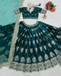 Japan Jastin Lehenga with Thread and Sequence Work, Semi-Stitch