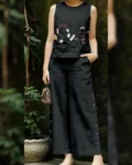 StylishComfort Cotton Top & Palazzo Set with Embroidery