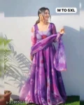 Floral Print Maxi Gown with Dupatta - Perfect for Casual Chic Look