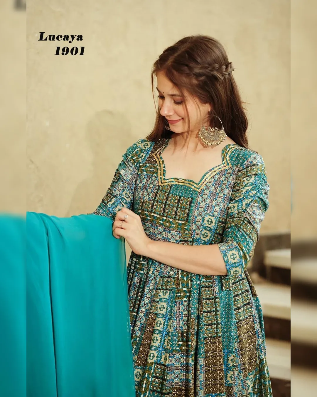 Stunning Digital Printed Anarkali Ethnic Gown Set Collection By Sapnaaz