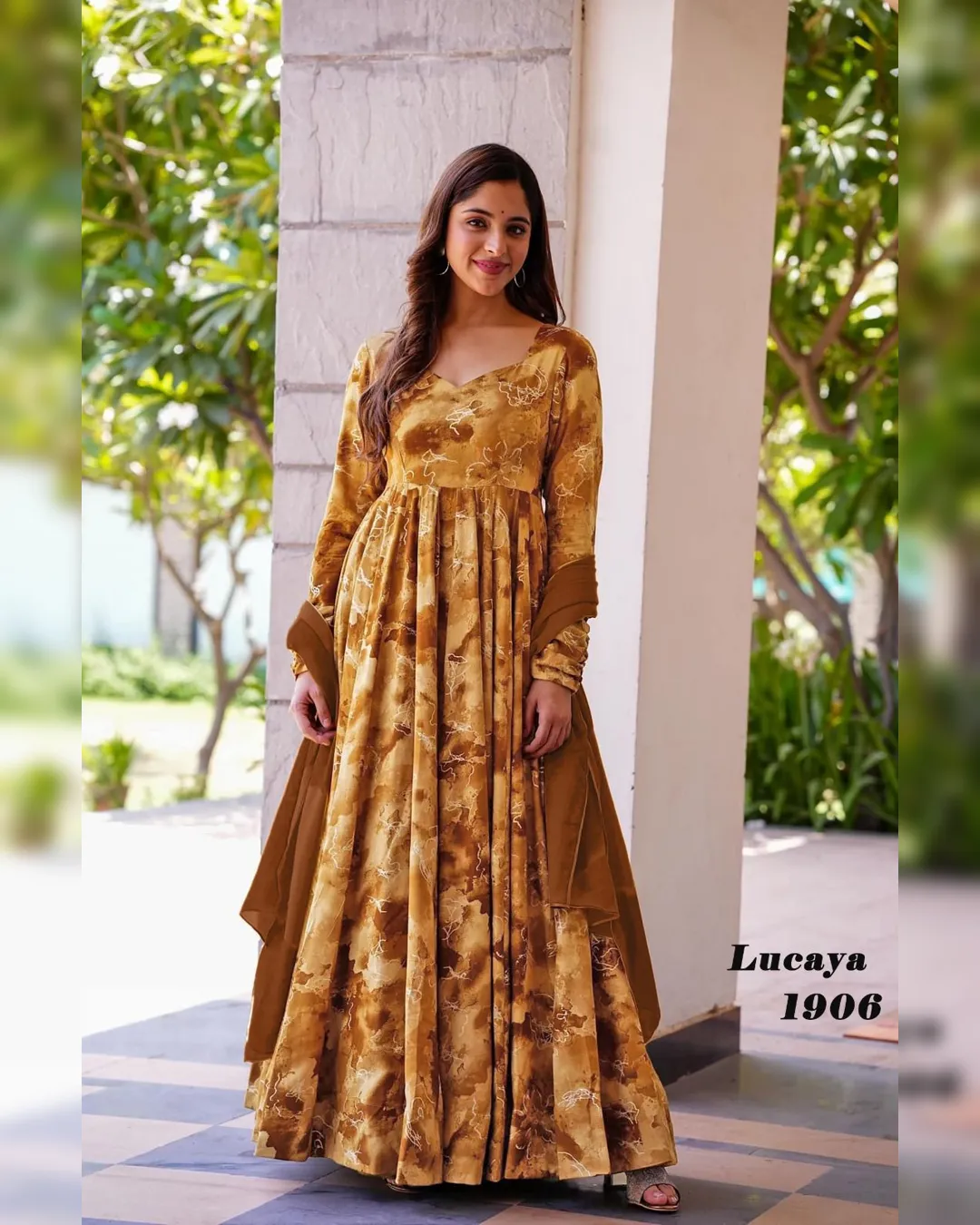 Stunning Digital Printed Anarkali Ethnic Gown Set Collection By Sapnaaz