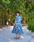 Aqua Hand Block Blue Sundress - Summer Collection