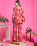 Magenta Color Abstract Printed Chanderi Silk Co-ord Set