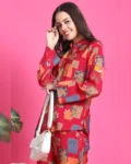 Magenta Color Abstract Printed Chanderi Silk Co-ord Set