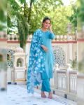 Women Viscose Kurta With Pant And Digital Print Dupatta Set