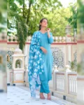 Women Viscose Kurta With Pant And Digital Print Dupatta Set