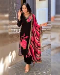 Women Muslin Kurta With Pant And Dupatta Set
