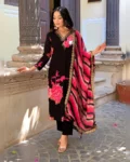 Women Muslin Kurta With Pant And Dupatta Set