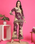 Purple Color Abstract Printed Chanderi Premium Co-ord Set