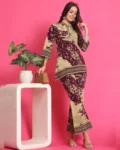 Purple Color Abstract Printed Chanderi Premium Co-ord Set
