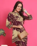 Purple Color Abstract Printed Chanderi Premium Co-ord Set