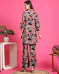 Black Color Floral Printed Chanderi Premium Co-Ords Set