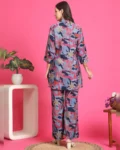 Blue Color Floral Printed Chanderi Premium Co-Ords Set