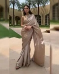 Japan Satin Silk Saree with Thread & Real Mirror Work