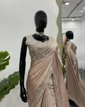 Japan Satin Silk Saree with Thread & Real Mirror Work