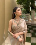 Japan Satin Silk Saree with Thread & Real Mirror Work