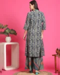 Navy Blue Color Abstract Printed Premium Chanderi Co-ord Set