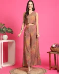 Pink Color Abstract Printed Premium Chanderi Co-ord Set