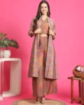 Pink Color Abstract Printed Premium Chanderi Co-ord Set