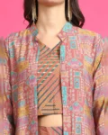 Pink Color Abstract Printed Premium Chanderi Co-ord Set
