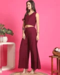 Purple Color Abstract Printed Premium Chanderi Co-ord Set