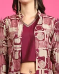 Purple Color Abstract Printed Premium Chanderi Co-ord Set