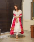 Elegant Georgette Anarkali Set with Embroidered Butta Work