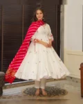 Elegant Georgette Anarkali Set with Embroidered Butta Work