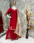 New Super Hit 3-Colour Designer Chinon Suit with Sequins Embroidery Work and Full Flair Gharara