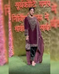 Winter Special Viscose Velvet Embroidered Top-Pant with Mirror Work and Organza Dupatta