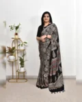 Ajrakh Digital Print Muslin Saree with Rich Glaze