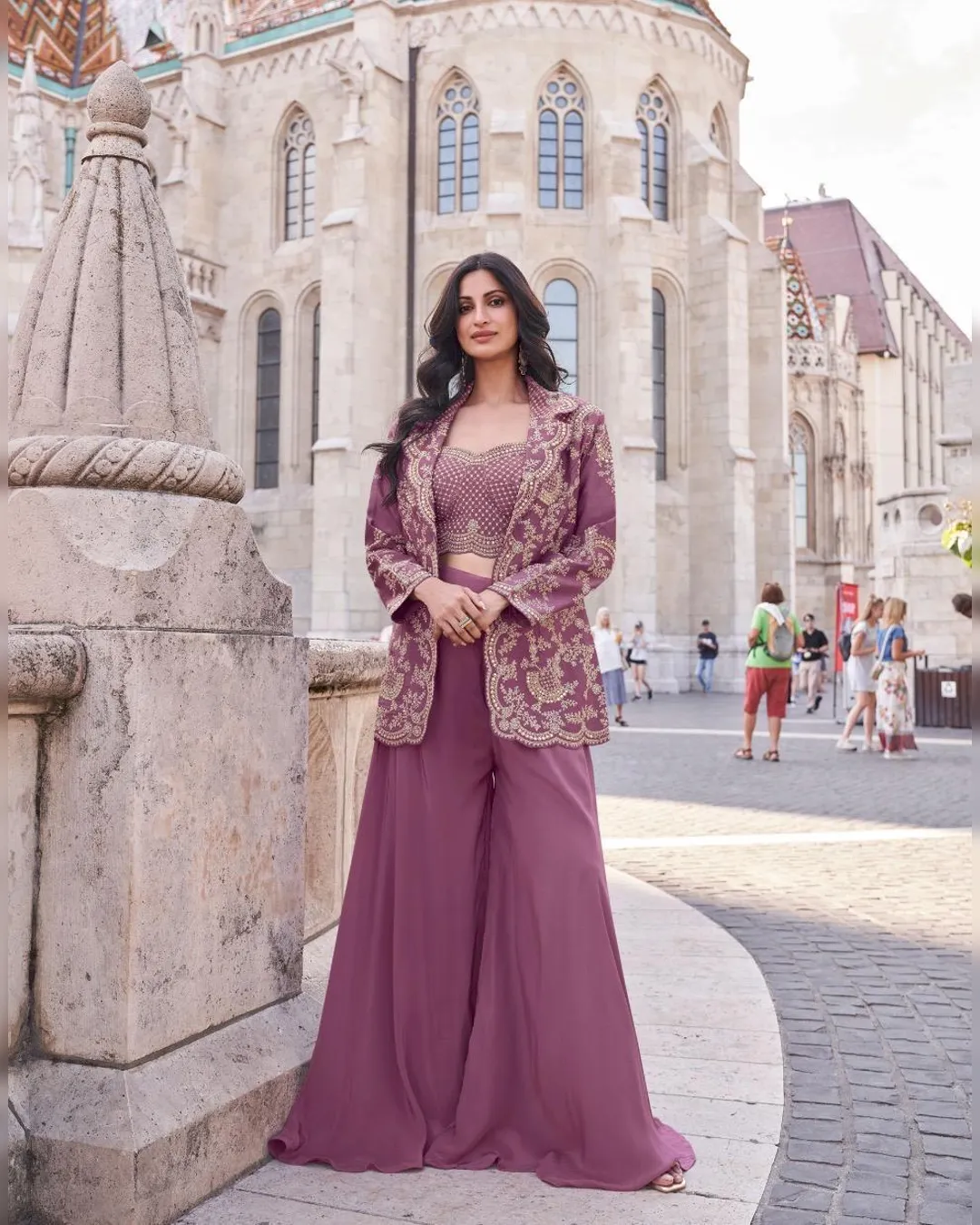 plazo dress design First-rate Palazzo Pant & To Dealers Wear Elegant Suits pcat-359 Silk Satin Colors:Lemon Yellow 883 Black Bardot Bubble Hem Crop top