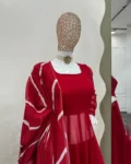 Stunning Faux Georgette Gown, Plazo, and Digital Print Dupatta Set