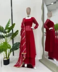 Stunning Faux Georgette Gown, Plazo, and Digital Print Dupatta Set